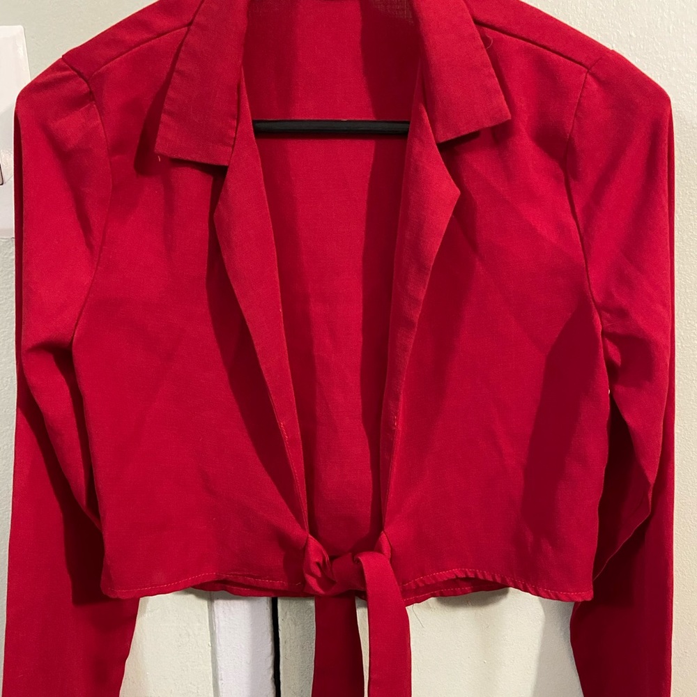 Loose long sleeve bow blouse